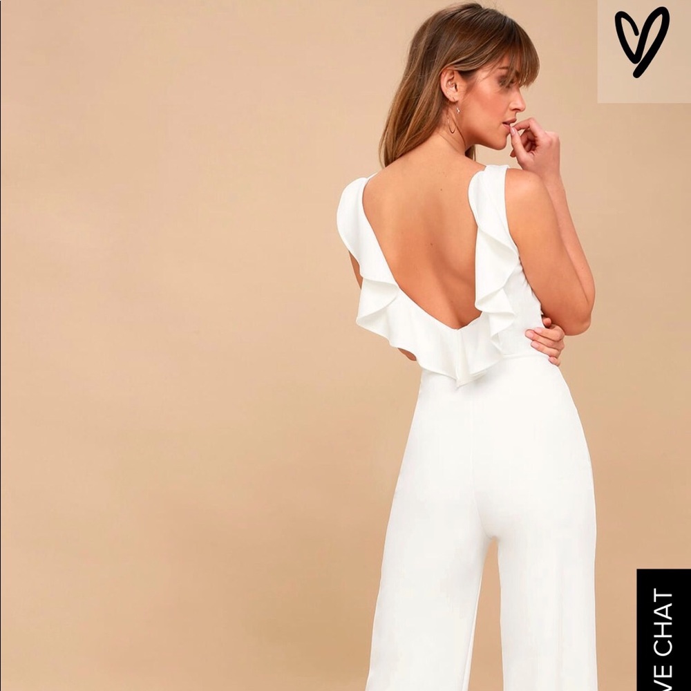 Lulus Enamored White Backless Jumpsuit